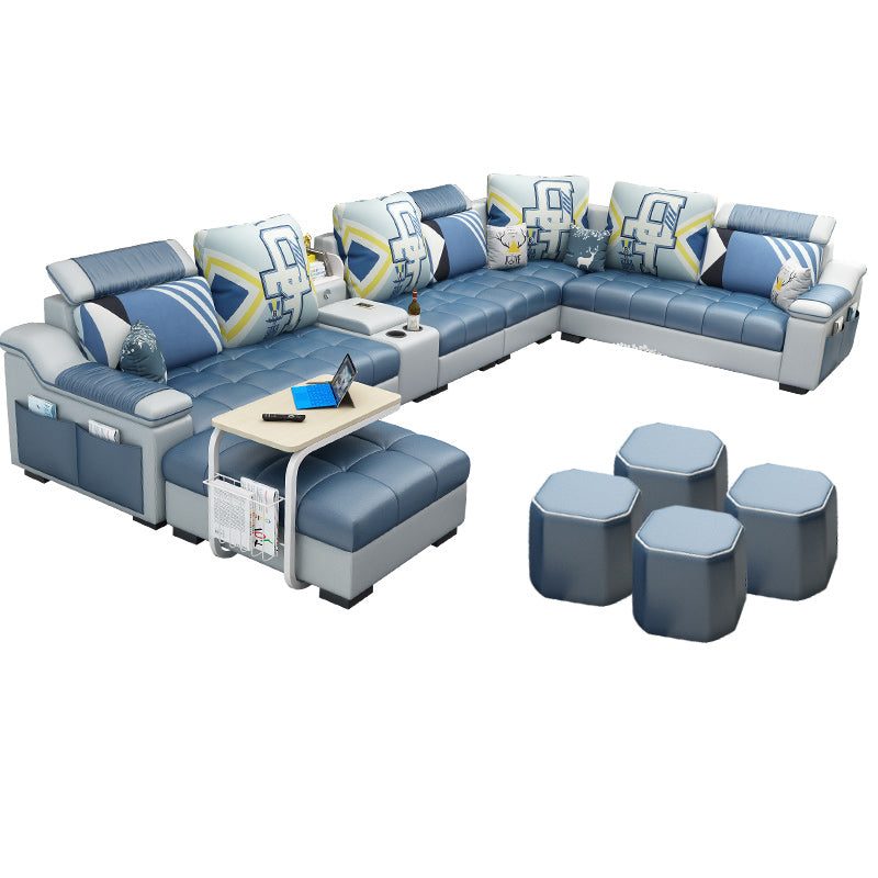 Sloped Arms Pillowed Back Cushions Sectionals Sofas for Living Room