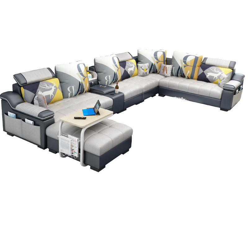 Sloped Arms Pillowed Back Cushions Sectionals Sofas for Living Room