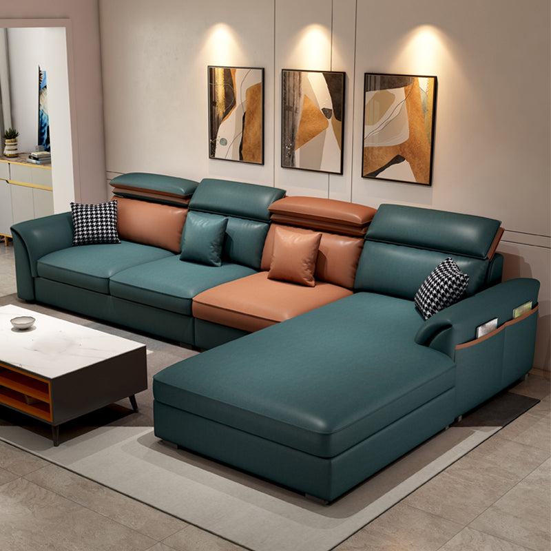 Pillow Top Arm Cushion Back Storage Sectional Sofa with Chaise