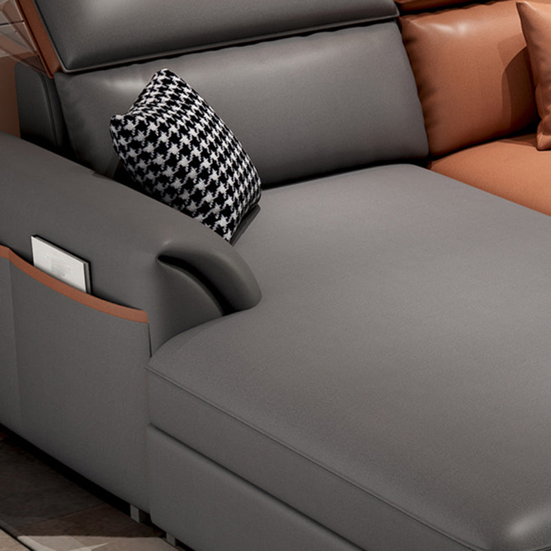 Pillow Top Arm Cushion Back Storage Sectional Sofa with Chaise