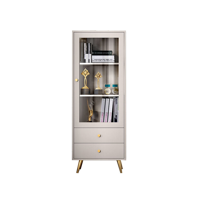 Glam Vertical Standard Bookcase Manufactured Wood Bookcase with Door and Drawers
