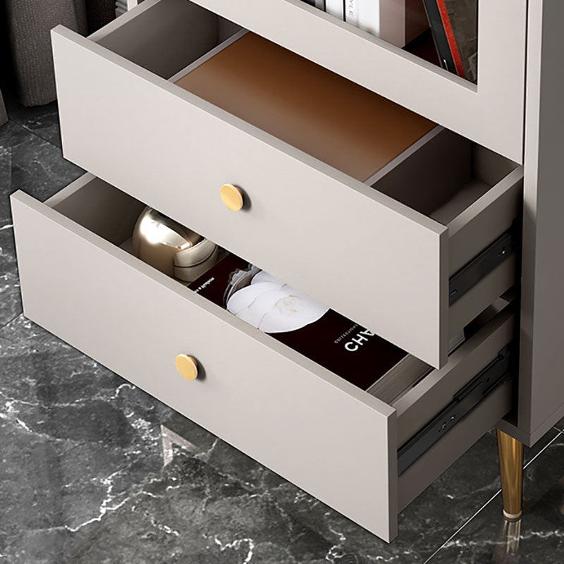 Glam vertikaler Standard -Bücherregal hergestelltes Holzbuchregal mit Tür und Schubladen