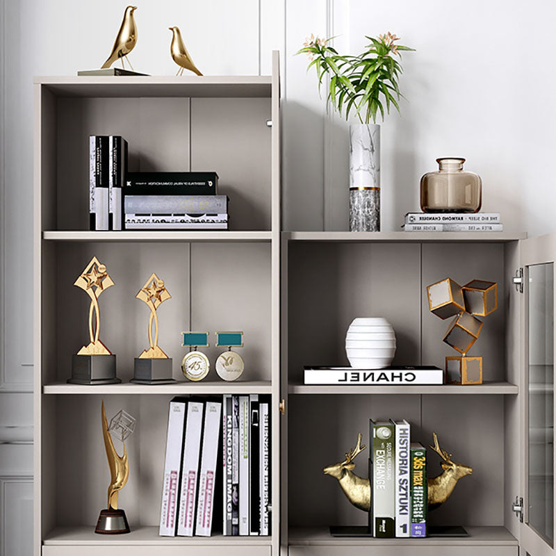 Glam Vertical Standard Bookcase Manufactured Wood Bookcase with Door and Drawers