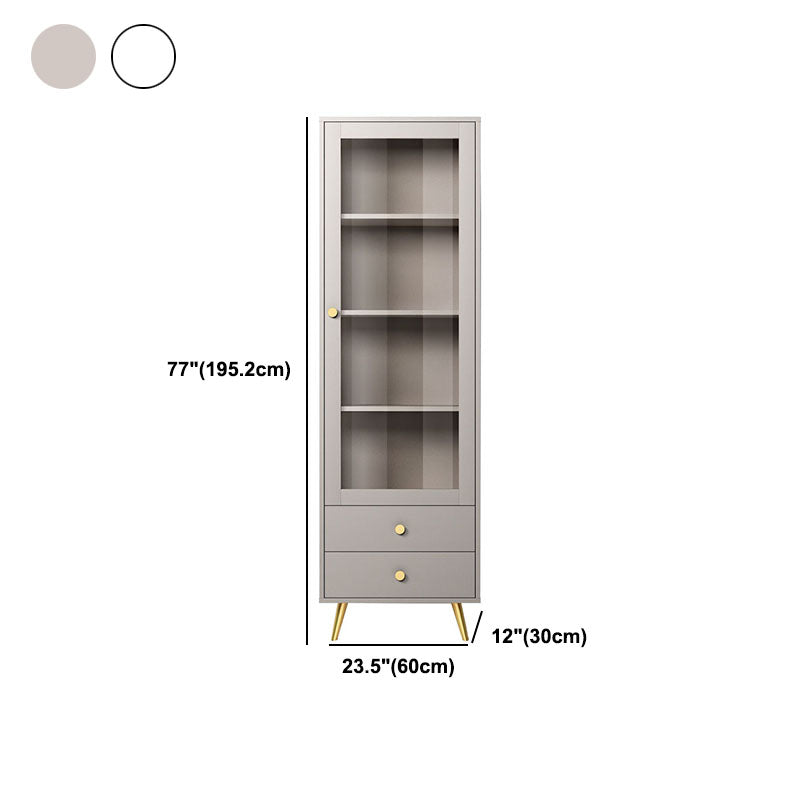 Glam Vertical Standard Bookcase Manufactured Wood Bookcase with Door and Drawers