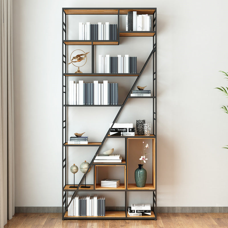 9.84"W 78.74"H Bookcase Industrial Style Open Back Bookcase for Study Room Home Office