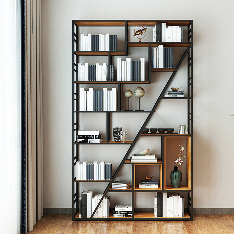 9.84"W 78.74"H Bookcase Industrial Style Open Back Bookcase for Study Room Home Office