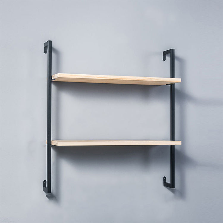 Industrial Wall Mounted Bookshelf Iron Frame Solid Wood Shelf Bookshelf