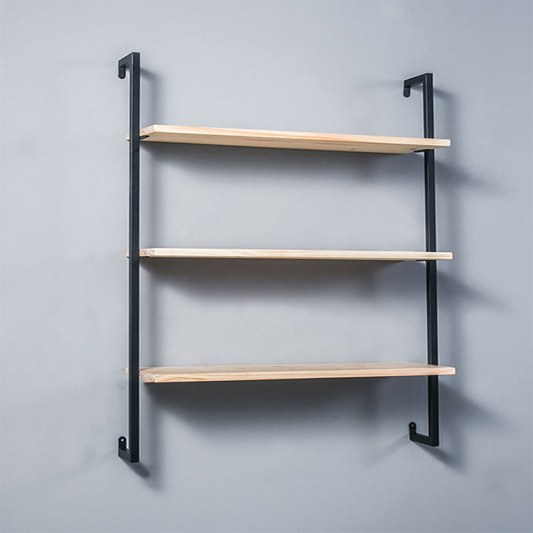 Industrial Wall Mounted Bookshelf Iron Frame Solid Wood Shelf Bookshelf