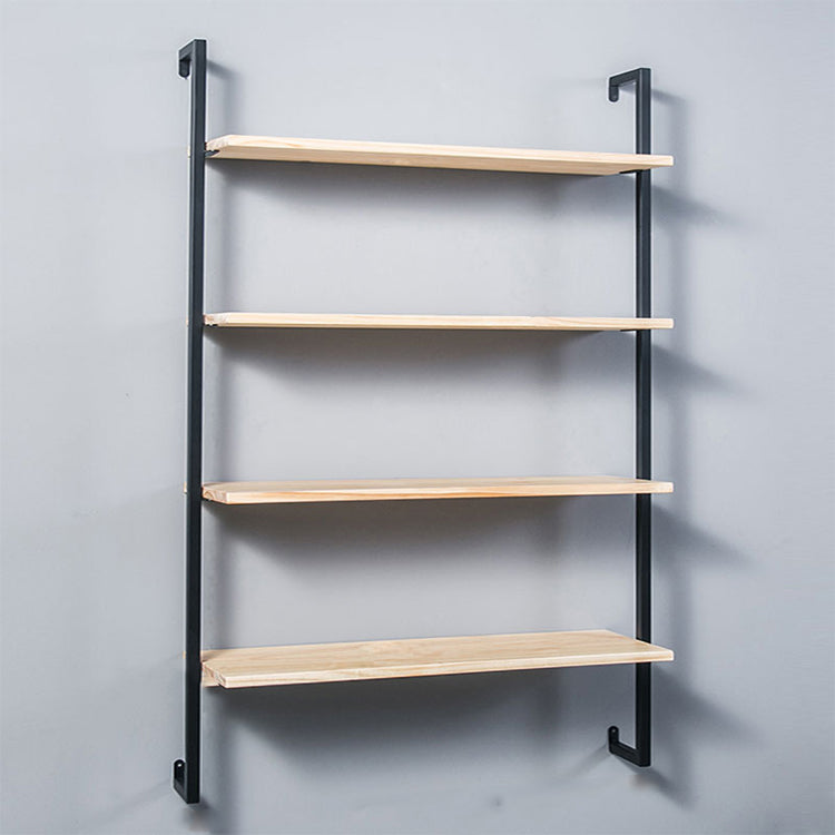 Industrial Wall Mounted Bookshelf Iron Frame Solid Wood Shelf Bookshelf