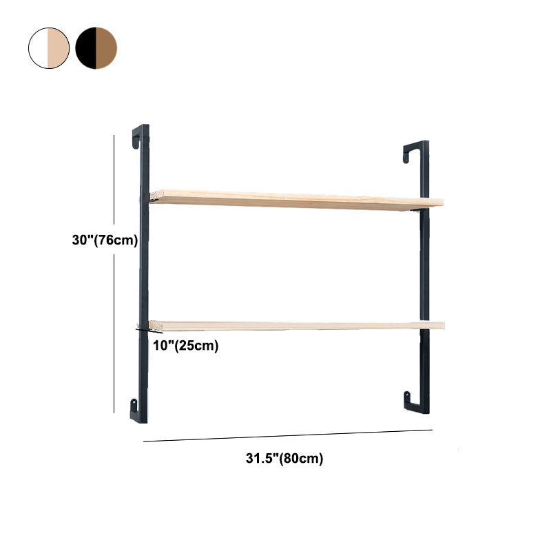 Industrial Wall Mounted Bookshelf Iron Frame Solid Wood Shelf Bookshelf