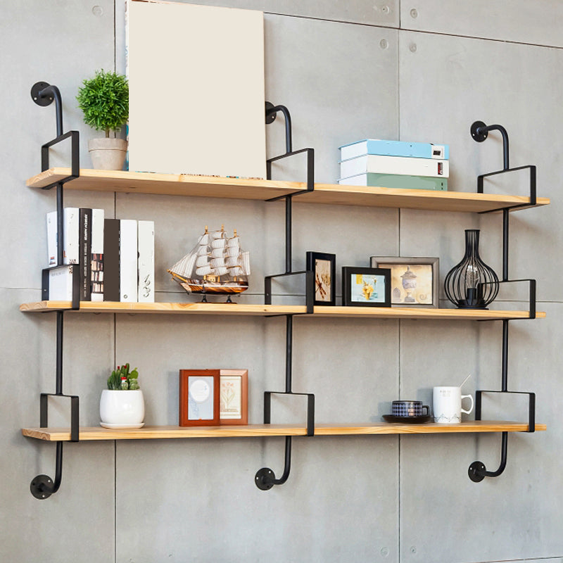 9.84"W Bookshelf Industrial Style Wall Mounted Solid Wood Bookcase for Home Office