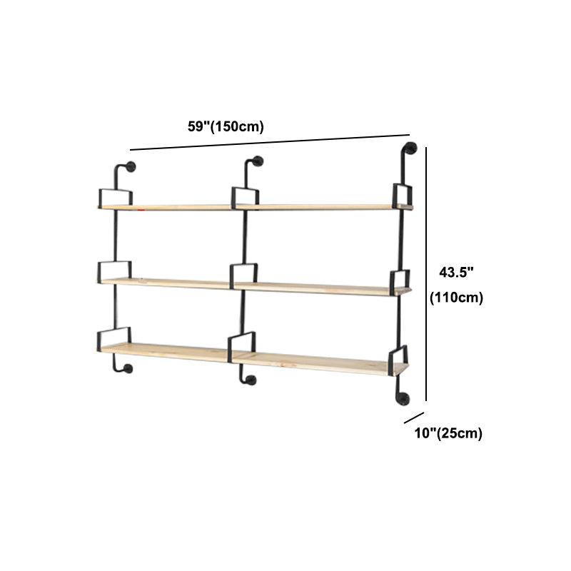 9.84"W Bookshelf Industrial Style Wall Mounted Solid Wood Bookcase for Home Office