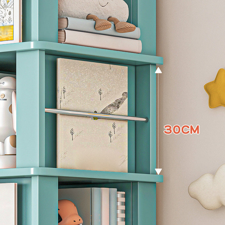 Libreria per angoli in legno fabbricato scandinavo libreria verticale con ruote di caster