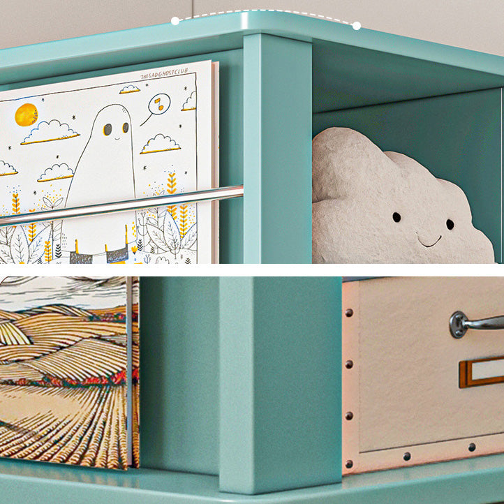 Libreria per angoli in legno fabbricato scandinavo libreria verticale con ruote di caster