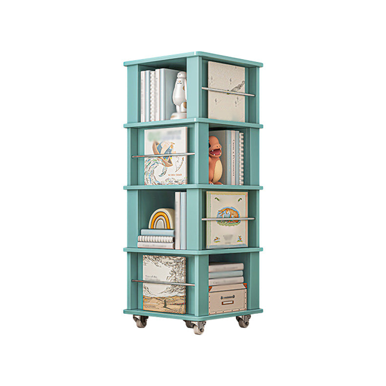 Libreria per angoli in legno fabbricato scandinavo libreria verticale con ruote di caster