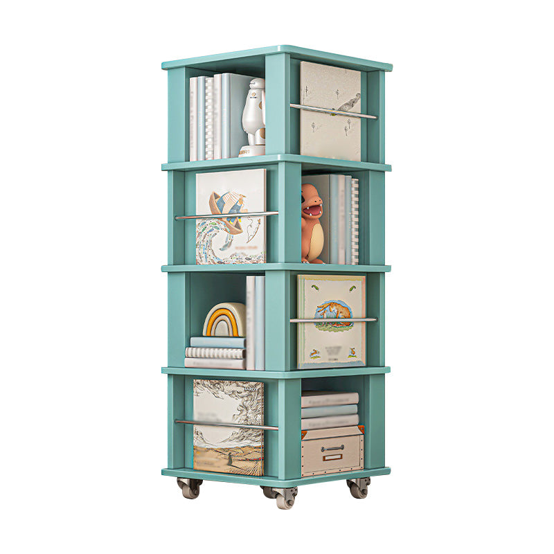 Libreria per angoli in legno fabbricato scandinavo libreria verticale con ruote di caster