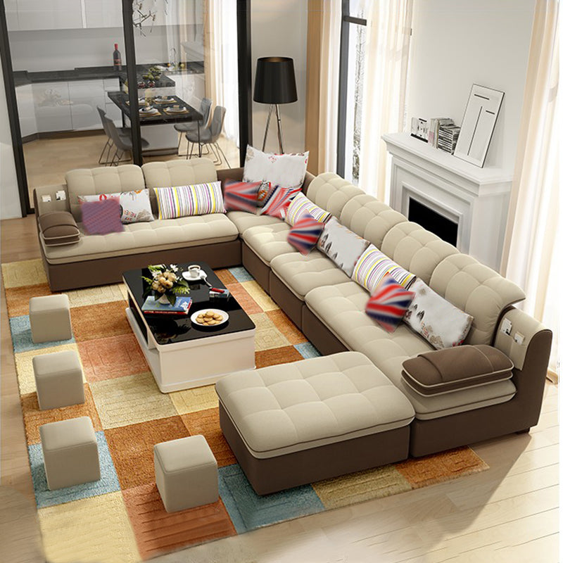 Cushion Back Pillow Top Arm Tufted Sectional Sofa Set for Living Room