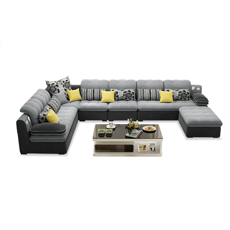 Cushion Back Pillow Top Arm Tufted Sectional Sofa Set for Living Room