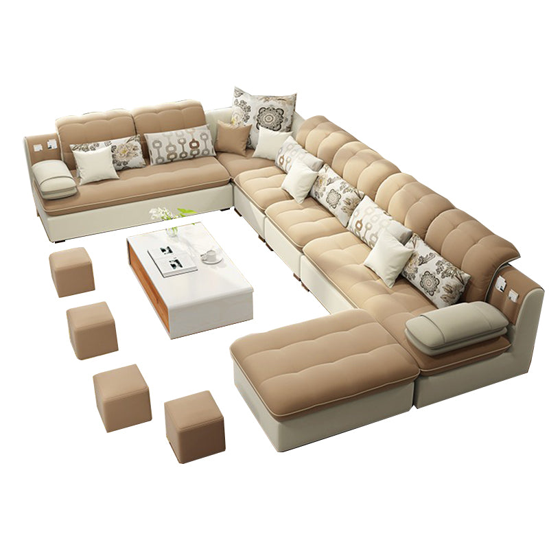 Cushion Back Pillow Top Arm Tufted Sectional Sofa Set for Living Room