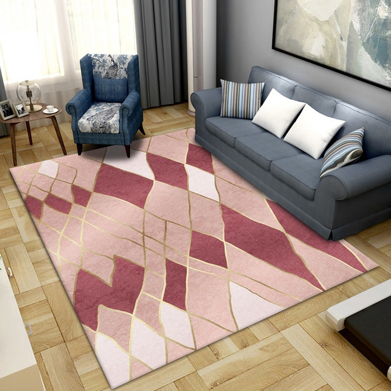 Gold Contemporary Rug Polyester Abstract Print Rug Stain Resistant Rug for Living Room