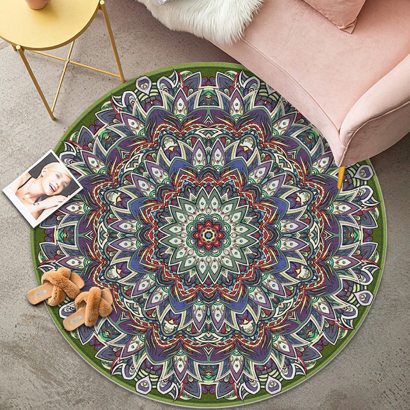 Denim Blue Graphic Rug Polyester Modern Rug Washable Rug for Living Room