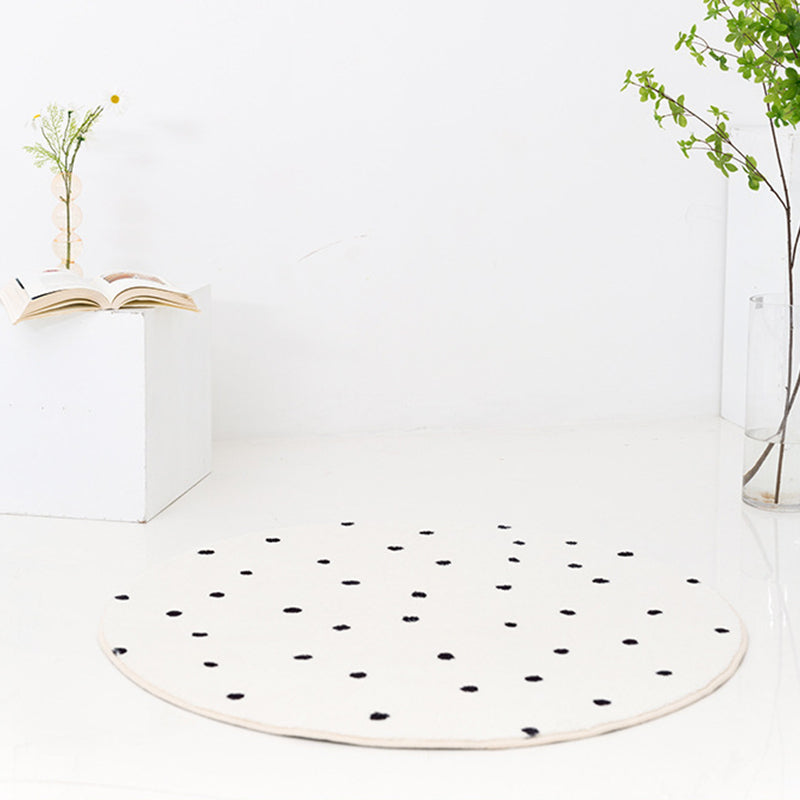 Wit Modern Rug Polyester Onregelmatige Lijn Tapijtwasbaar Tapijt voor woonkamer