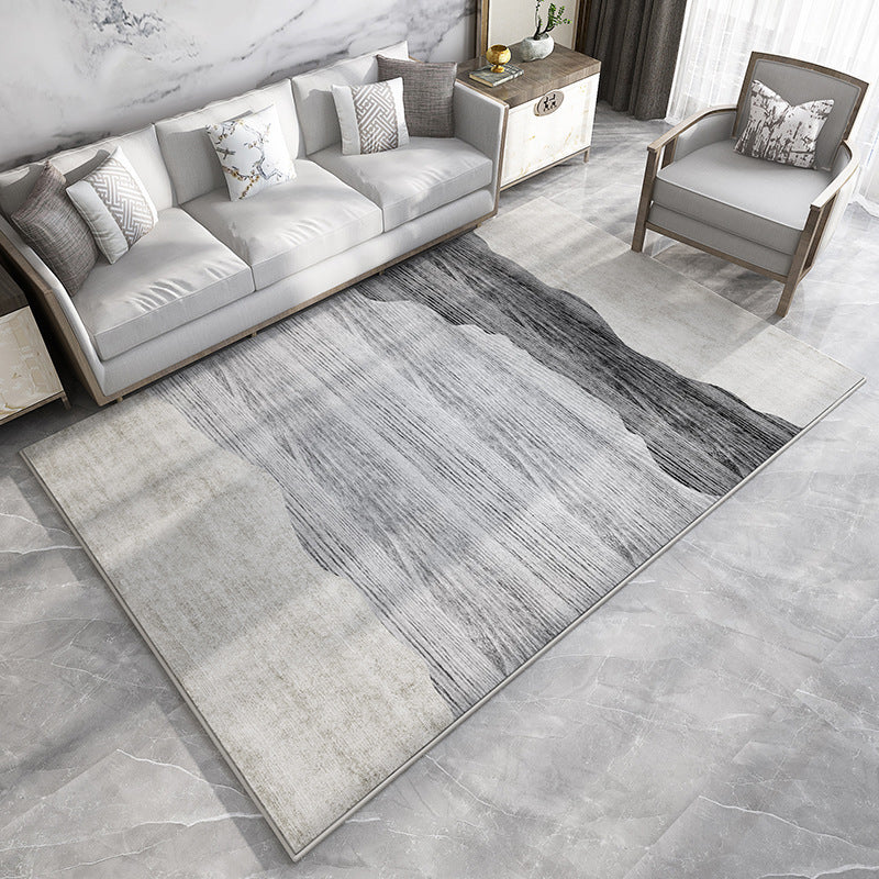 Gray Modern Carpet Polyester Graphic Area Carpet Washable Carpet for Living Room