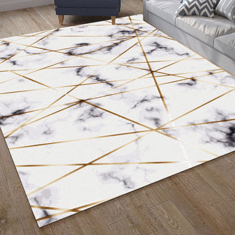 Dunkelbrauner geometrischer Druckteppich Polyester Moderner Teppich Waschbar Teppich für Wohnzimmer