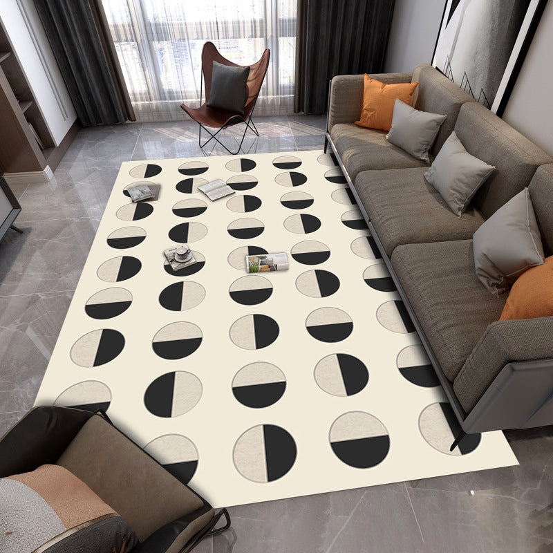 Zwart modern tapijten polyester gestreepte patroon tapijt wasbaar tapijt voor woonkamer