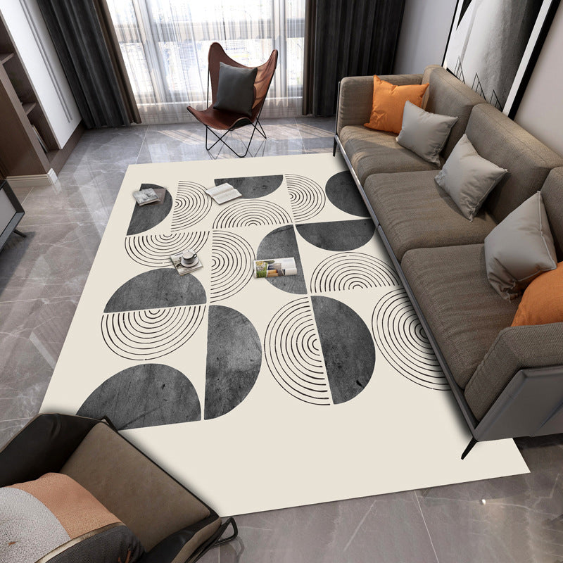 Zwart modern tapijten polyester gestreepte patroon tapijt wasbaar tapijt voor woonkamer