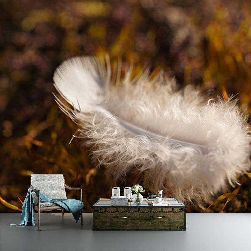 Eco-friendly Wall Mural Wallpaper Soft Feathers Photography Sitting Room Wall Mural