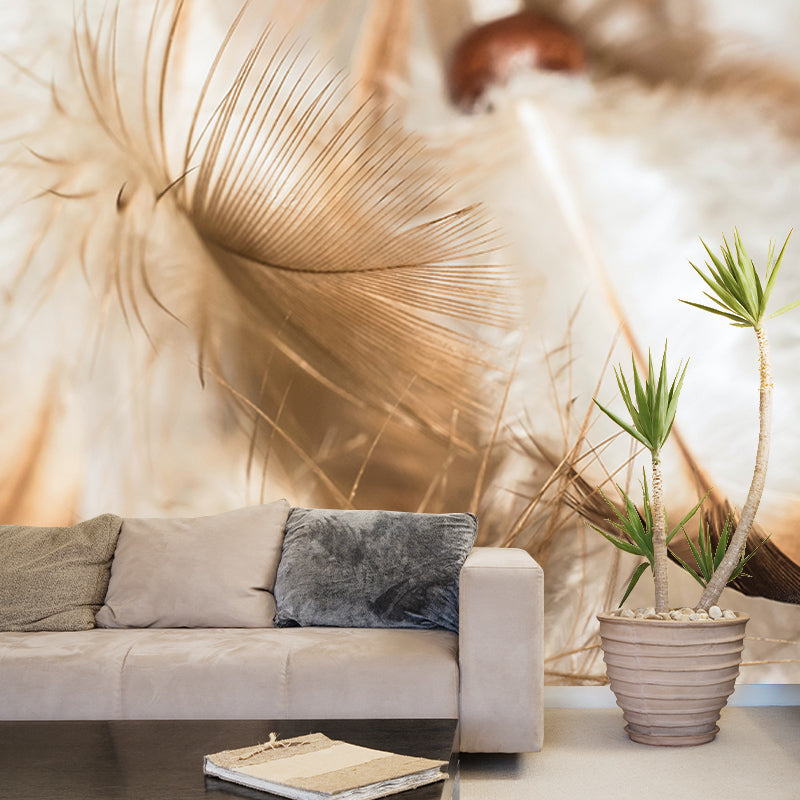 Soft Feathers Mildew Resistant Wallpaper Photography Sleeping Room Wall Mural