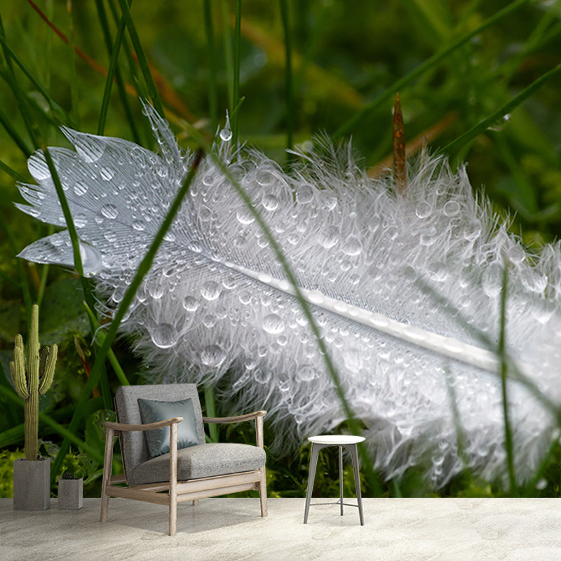 Soft Feathers Mildew Resistant Wallpaper Photography Sleeping Room Wall Mural