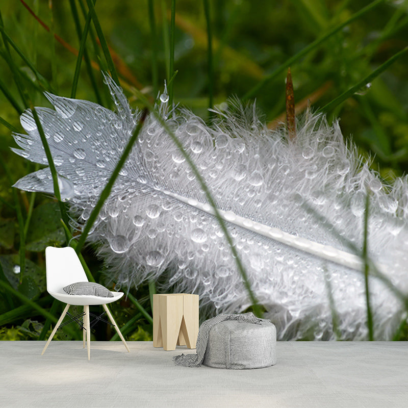 Soft Feathers Mildew Resistant Wallpaper Photography Sleeping Room Wall Mural