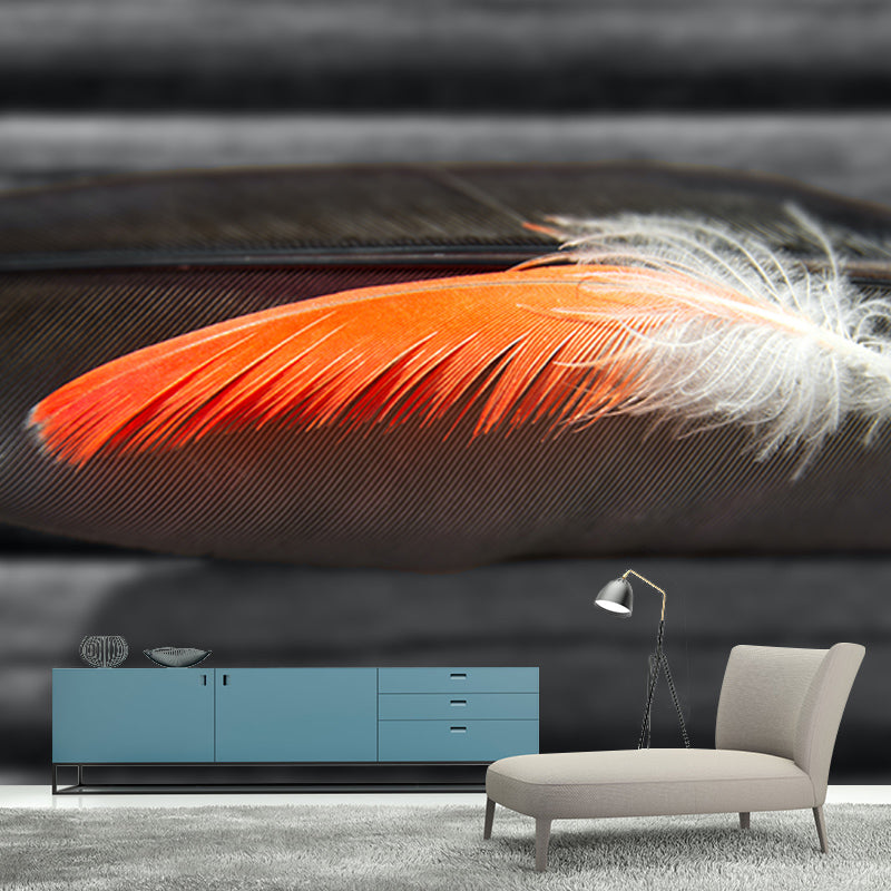 Photography Stain Resistant Mural Wallpaper Soft Feathers Sleeping Room Wall Mural