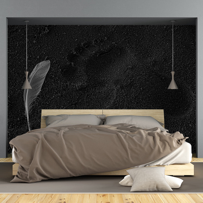 Photography Stain Resistant Mural Wallpaper Soft Feathers Sleeping Room Wall Mural