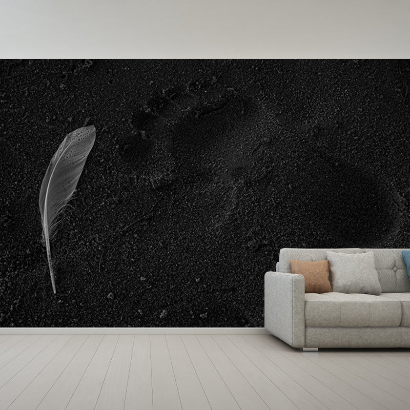 Photography Stain Resistant Mural Wallpaper Soft Feathers Sleeping Room Wall Mural