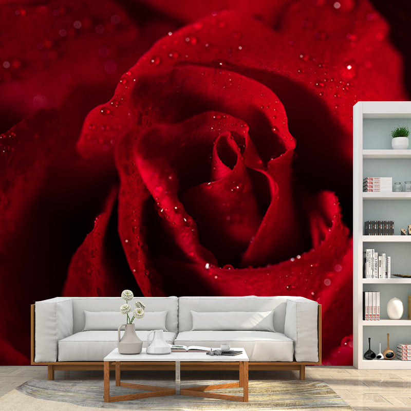 Modern Style Mural Wallpaper Romantic Rose Environment Friendly Bedroom Wall Mural