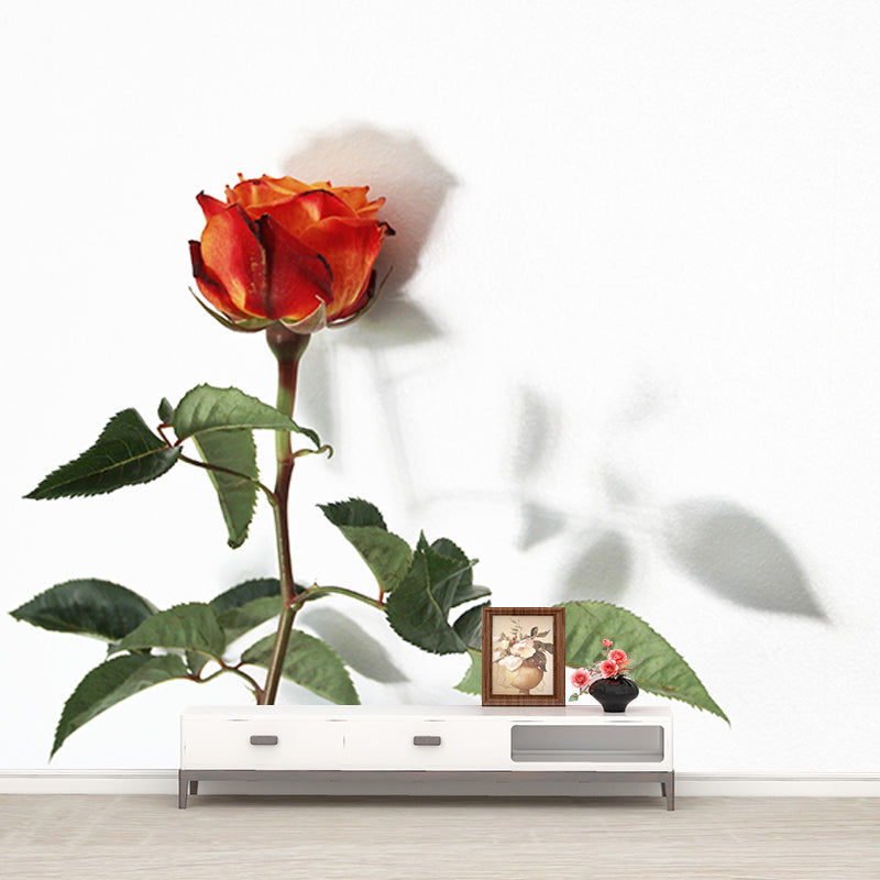 Romantic Rose Resistant Mural Wallpaper Environment Friendly Sleeping Room Wall Mural