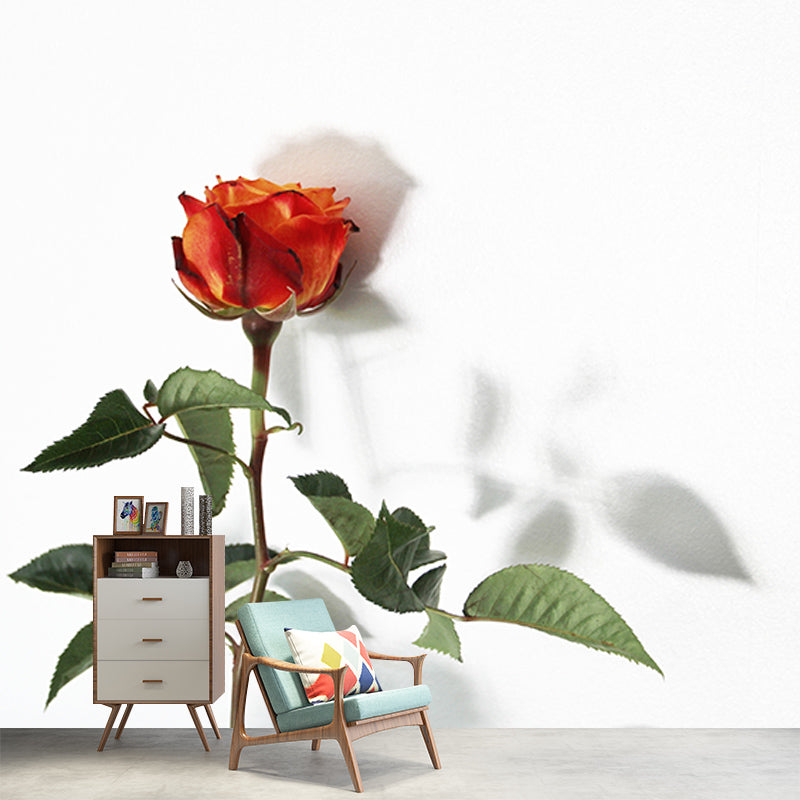 Romantic Rose Resistant Mural Wallpaper Environment Friendly Sleeping Room Wall Mural