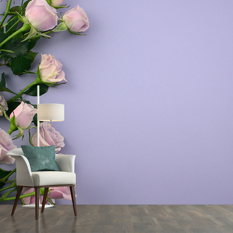 Romantic Rose Resistant Mural Wallpaper Environment Friendly Sleeping Room Wall Mural
