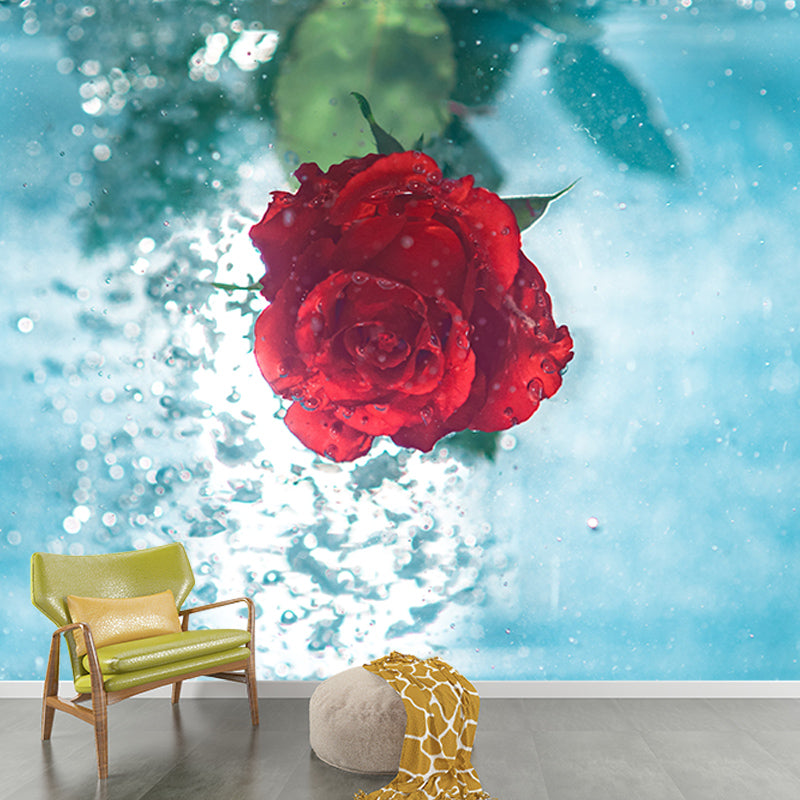 Environment Friendly Wall Mural Wallpaper Romantic Rose Sitting Room Wall Mural