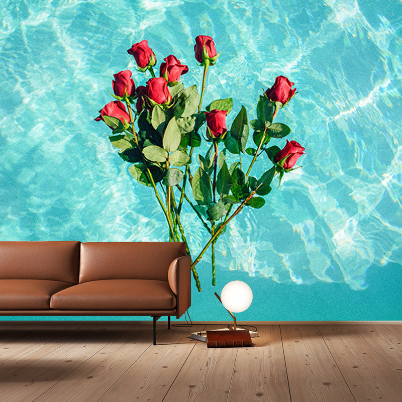 Modern Style Wall Mural Wallpaper Beautiful Roses Bedroom Wall Mural