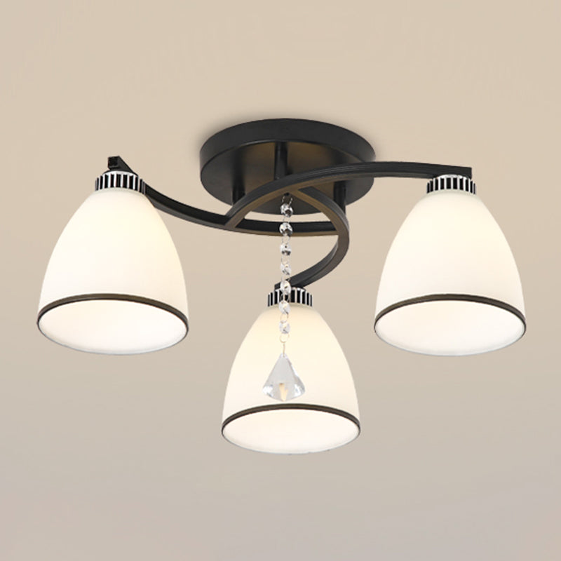 Light de plafond en verre moderne noir Multi Light Flush Mount Plafond Light for Dining Room