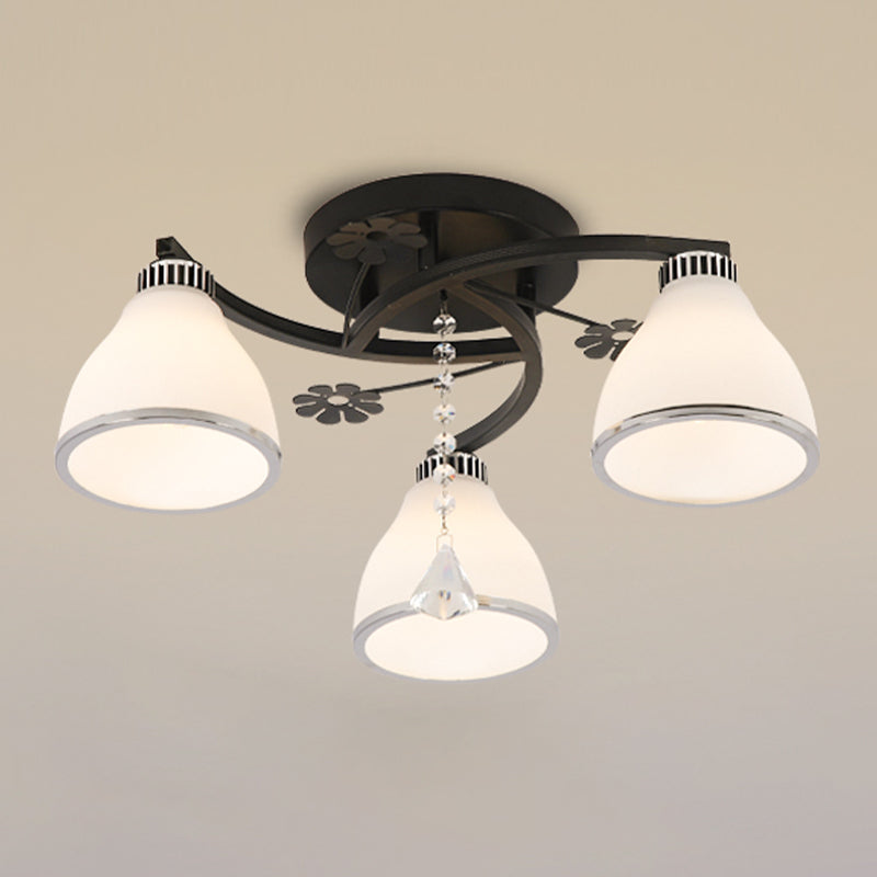 Light de plafond en verre moderne noir Multi Light Flush Mount Plafond Light for Dining Room