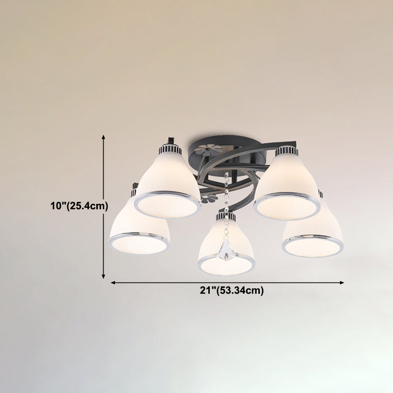 Light de plafond en verre moderne noir Multi Light Flush Mount Plafond Light for Dining Room