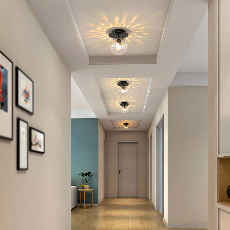 1 Light Spherical Ceiling Light Modern Style Glass Ceiling Lighting for Dining Room