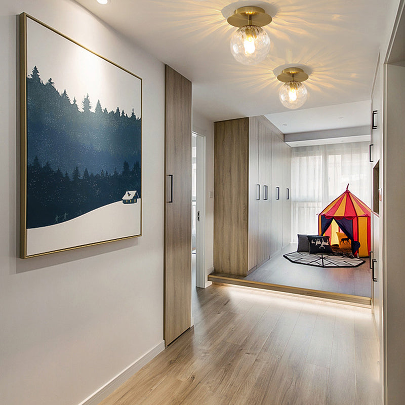 1 Light Spherical Ceiling Light Modern Style Glass Ceiling Lighting for Dining Room