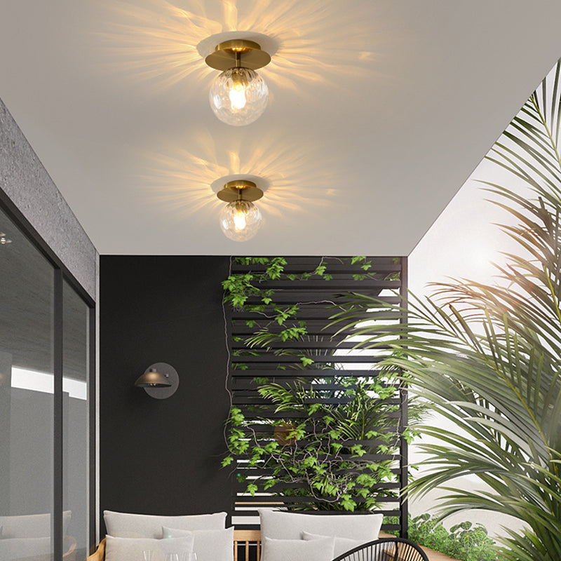 1 Light Spherical Ceiling Light Modern Style Glass Ceiling Lighting for Dining Room