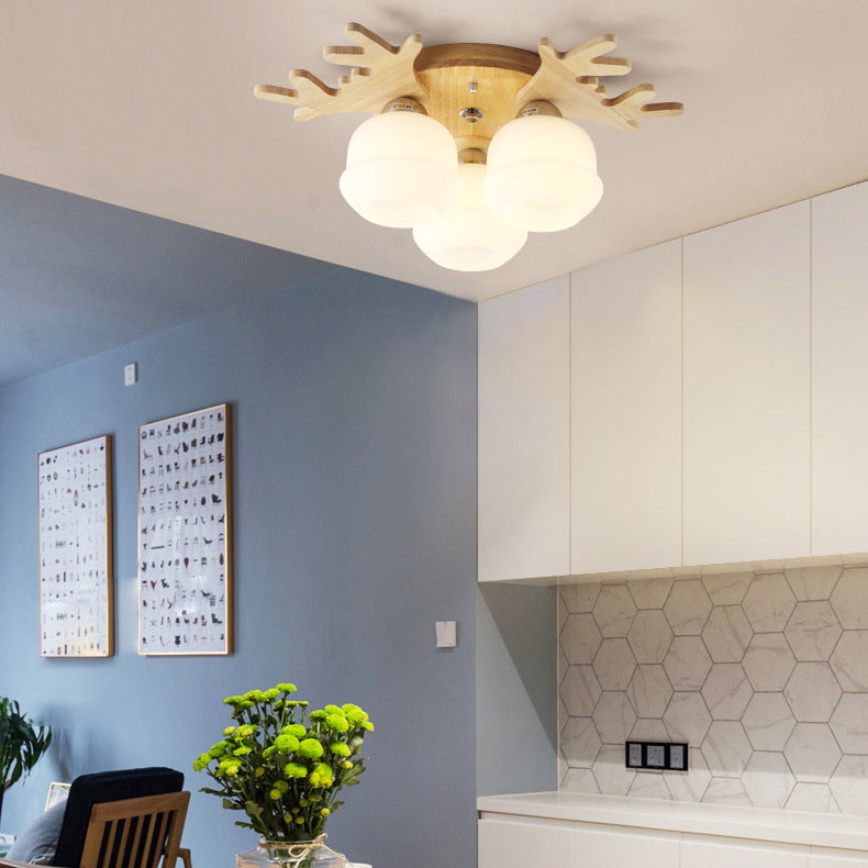 Accesorio de techo de asta nórdica sala de estar de madera sala de estar semi iluminación de montaje